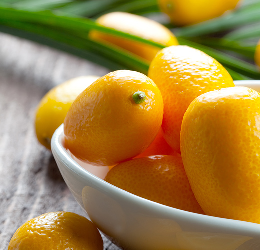Kumquats are high in fiber, a good source of vitamin A, vitamin C, iron, calcium and potassium.