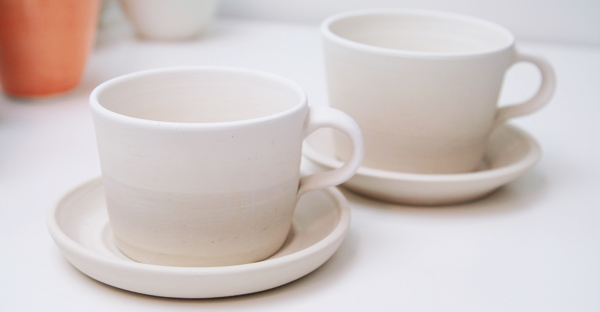 Melbourne's Ingrid Tufts created these cups and saucers for Dead Man Espresso and Common Galaxia.